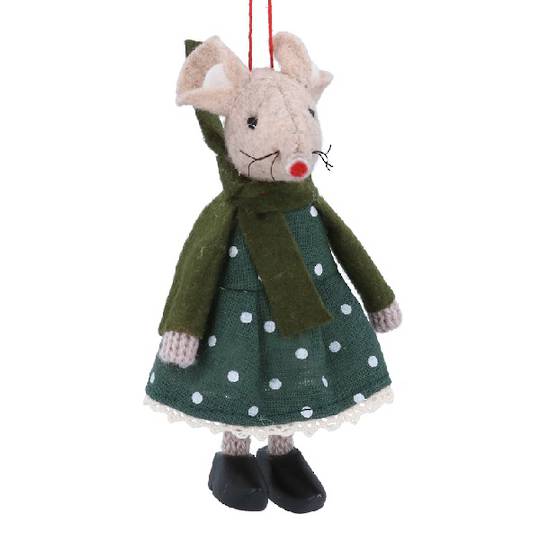 Fabric Country Mouse, Dotty Green Dress 12cm *ETA Nov